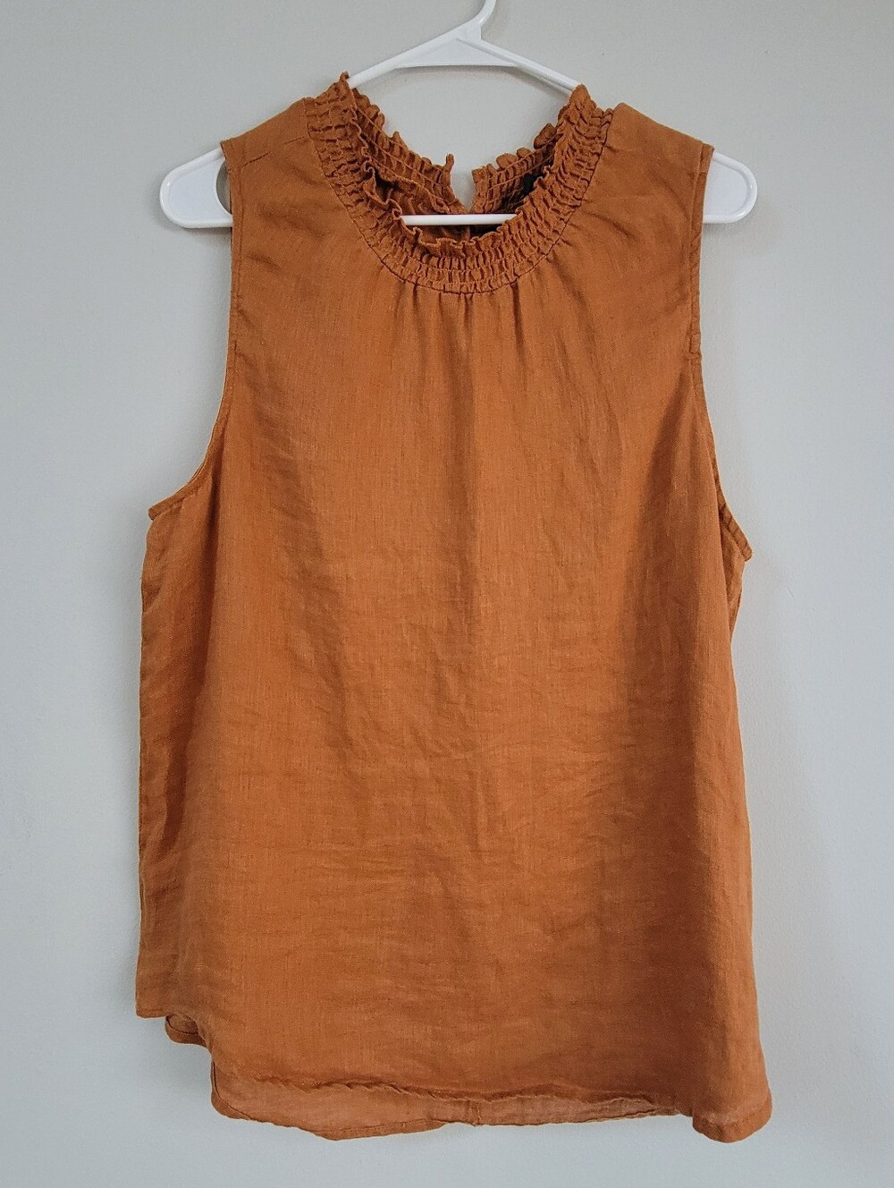 Harve Benard Orange Linen Long Line Tank Top Womens Size L Boho Office Minimal